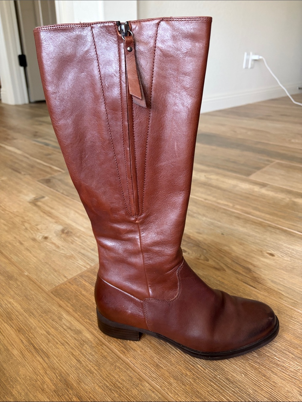 Ecco Tall Leather Zip Boot - Chestnut Brown